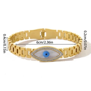 Blue Eye Gold Open Bracelet