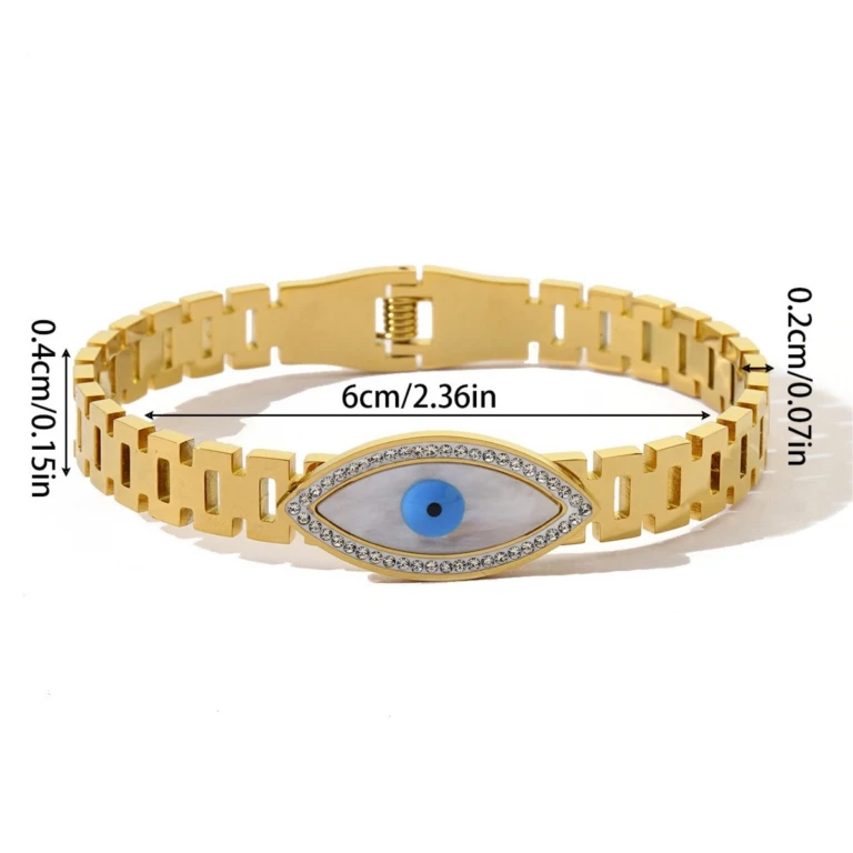Blue Eye Gold Open Bracelet