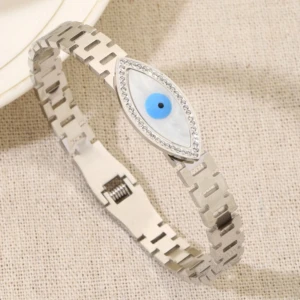 Blue Eye Gold Open Bracelet