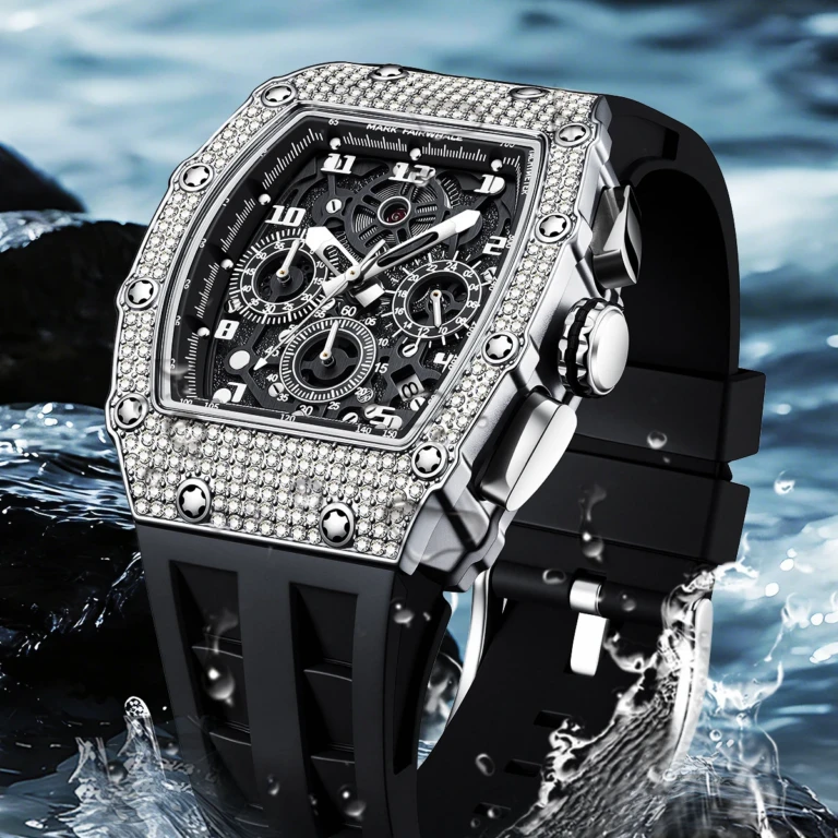 Crystal Bezel Tonneau Sport Watch