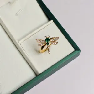 Dragonfly Jewelry Set with Necklace Ring and Stud Earrings