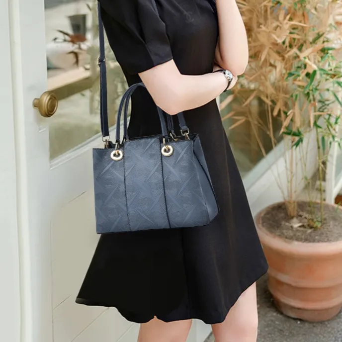 Embossed Large Capacity Tote Bag with Shoulder Strap