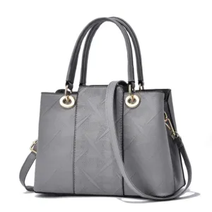 Embossed Large Capacity Tote Bag with Shoulder Strap Light gray