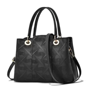 Embossed Large Capacity Tote Bag with Shoulder Strap black