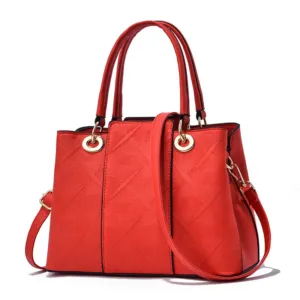 Embossed Large Capacity Tote Bag with Shoulder Strap red