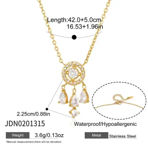 Gold Tone Crystal Pendant Necklace with Elegant Drop Details