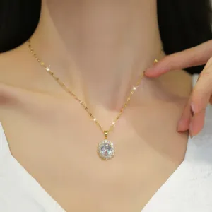 Gold Tone Oval Zirconia Jewelry Set with Necklace Ring and Earrings