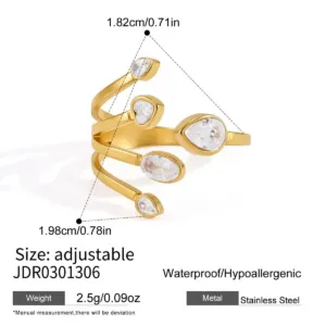 Gold Tone Split Open Ring with Sparkling Zirconia Accents Style01