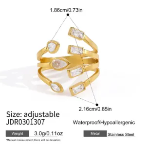 Gold Tone Split Open Ring with Sparkling Zirconia Accents Style02