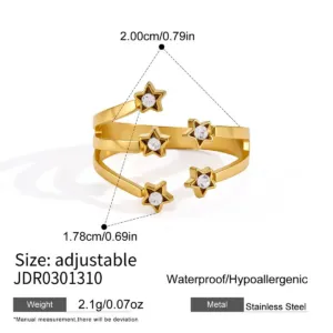 Gold Tone Split Open Ring with Sparkling Zirconia Accents Style03