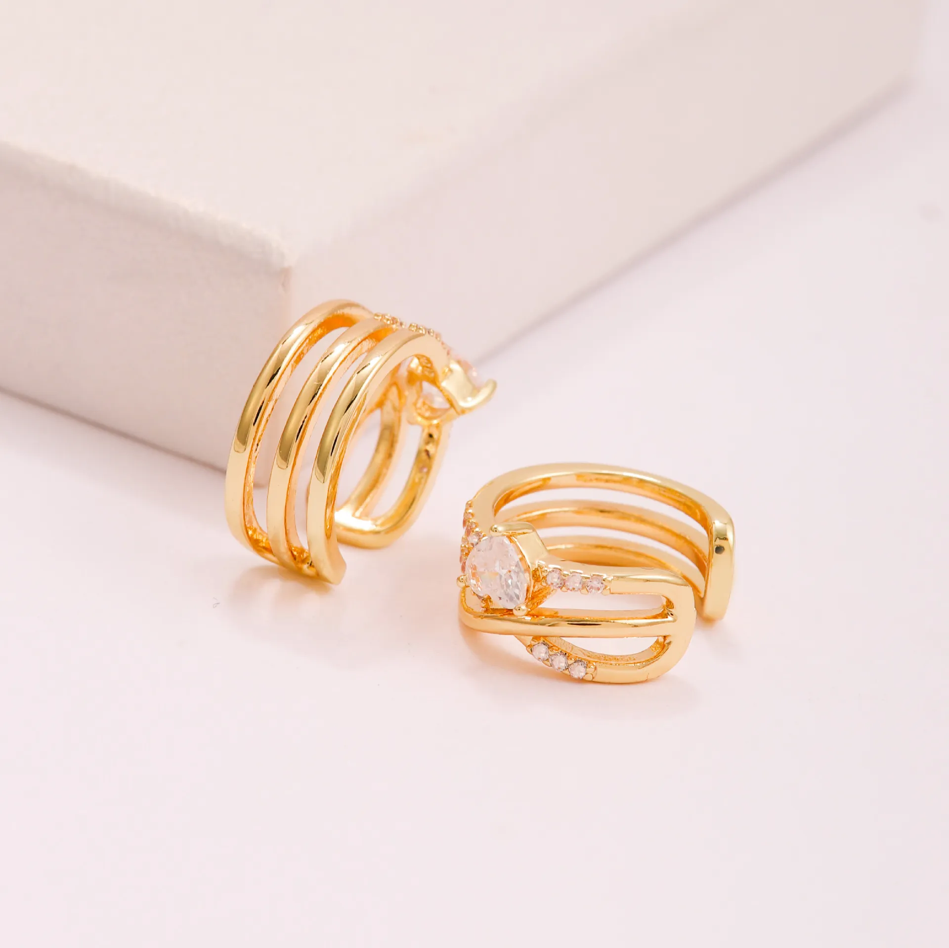 Gold Tone Zirconia Ear Cuff with Sparkling Heart Accent