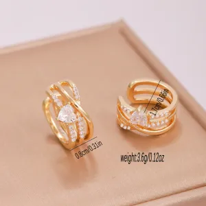 Gold Tone Zirconia Ear Cuff with Sparkling Heart Accent