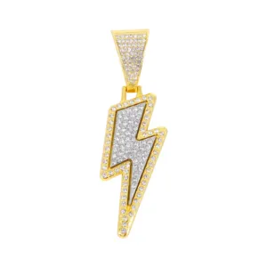 Iced Lightning Bolt Pendant Chain for Hip Hop Style