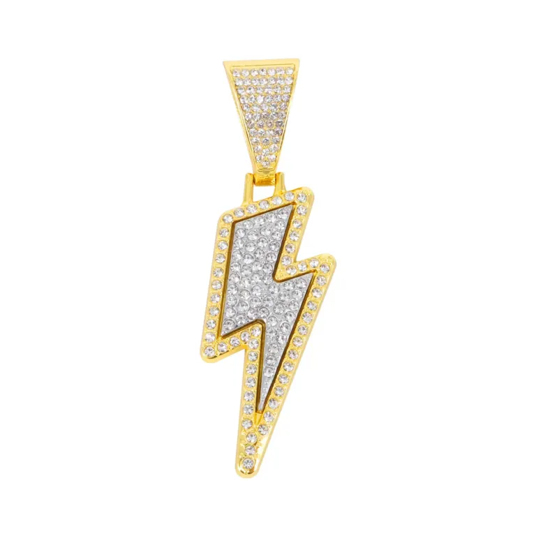Iced Lightning Bolt Pendant Chain for Hip Hop Style