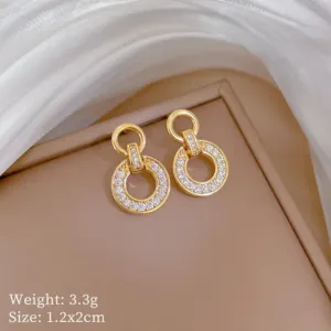 Interlocking Circle Necklace and Earrings Set with Crystal Accents Earrings