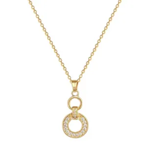 Interlocking Circle Necklace and Earrings Set with Crystal Accents Necklace