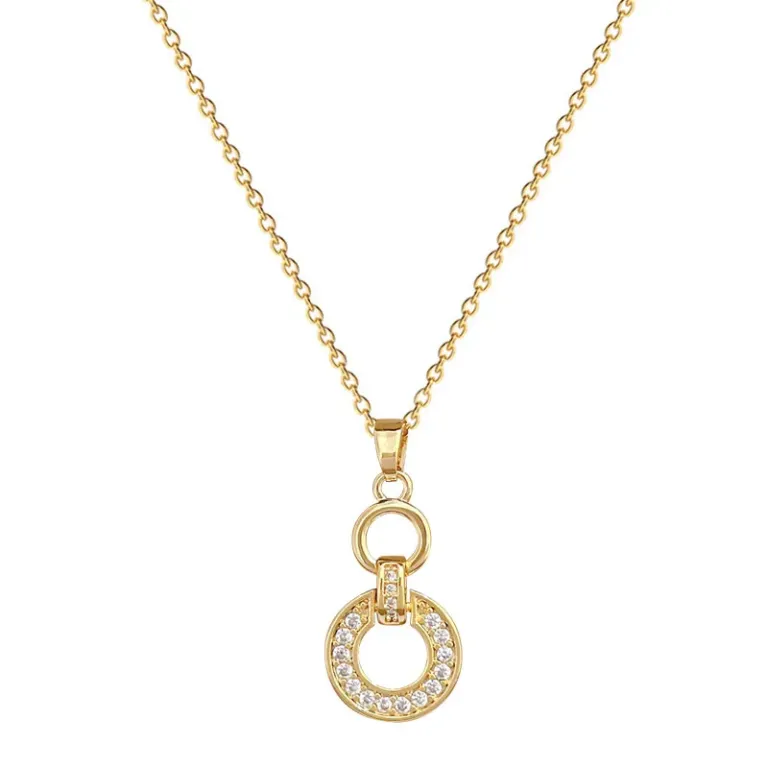 Interlocking Circle Necklace and Earrings Set with Crystal Accents Necklace
