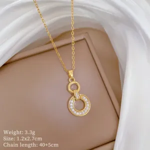 Interlocking Circle Necklace and Earrings Set with Crystal Accents Necklace