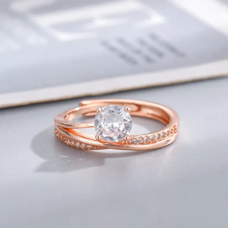 Open Zirconia Ring with Sparkling Pave Accents