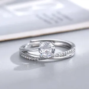 Open Zirconia Ring with Sparkling Pave Accents