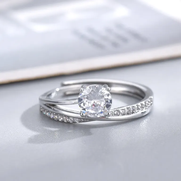 Open Zirconia Ring with Sparkling Pave Accents