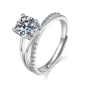Open Zirconia Ring with Sparkling Pave Accents Gold