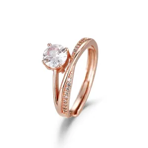 Open Zirconia Ring with Sparkling Pave Accents Rose gold