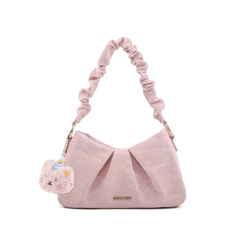 Pink Ruched Cloud Shoulder Bag for Summer Outfits