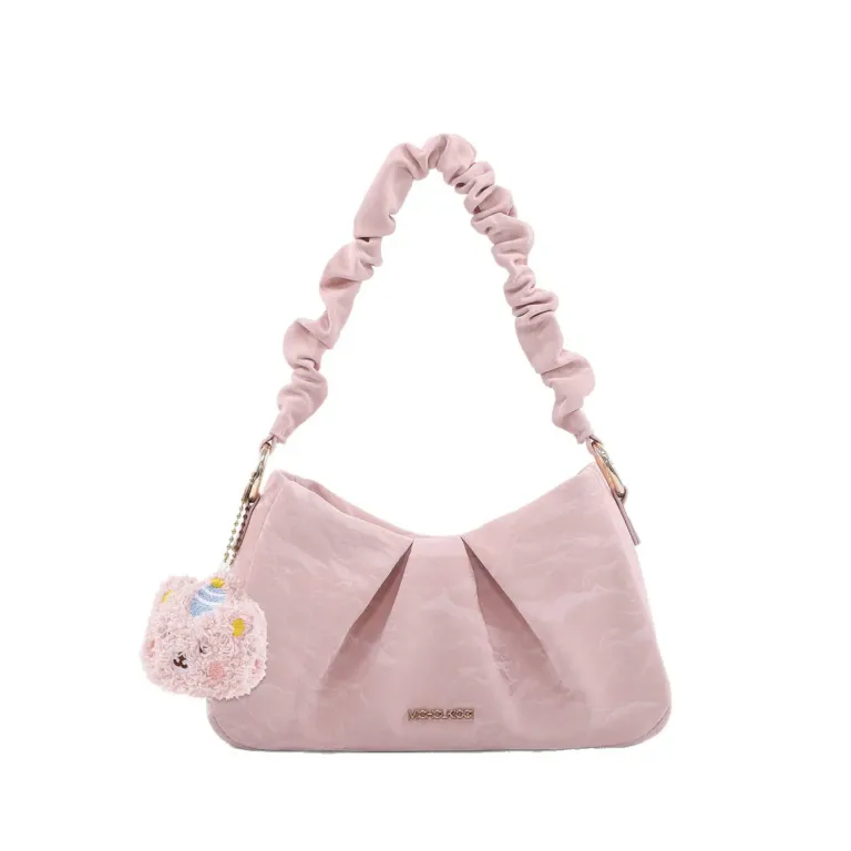 Pink Ruched Cloud Shoulder Bag for Summer Outfits