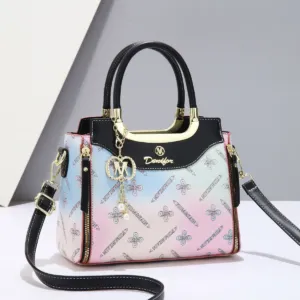 Printed Large Capacity Tote Bag with Shoulder Strap black