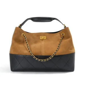 Quilted Bucket Shoulder Bag with Chain Strap for Workdays