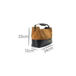 Quilted Bucket Shoulder Bag with Chain Strap for Workdays