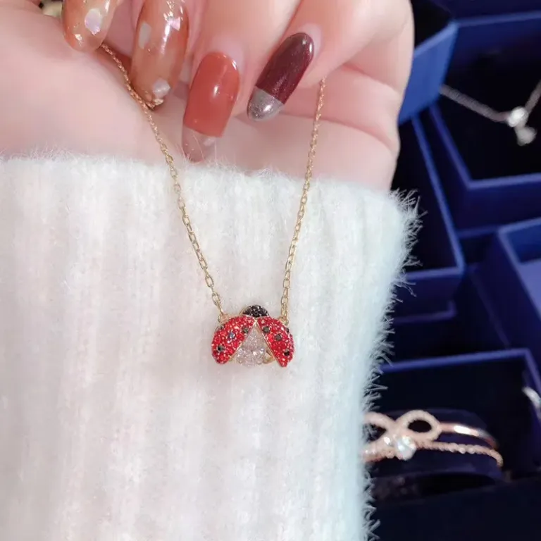 Red Ladybug Jewelry Set with Necklace Bracelet Earrings and Bangle
