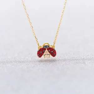 Red Ladybug Jewelry Set with Necklace Bracelet Earrings and Bangle