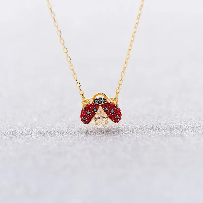 Red Ladybug Jewelry Set with Necklace Bracelet Earrings and Bangle