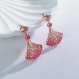 Rose Gold Tone Fan Jewelry Set
