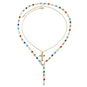 Unisex-Layered-Cross-Necklace-with-Colorful-Crystal-Tassel-20260706091943 Unisex Layered Cross Necklace with Colorful Crystal Tassel