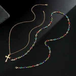 Unisex-Layered-Cross-Necklace-with-Colorful-Crystal-Tassel-20260706092014 Unisex Layered Cross Necklace with Colorful Crystal Tassel