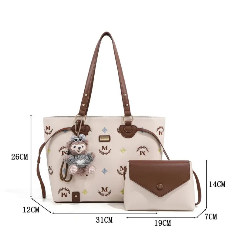 Vintage Embroidered Tote Bag Set with Charm Detail