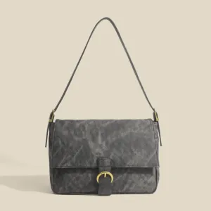 Vintage Textured Tote Shoulder Bag for Everyday Commutes Grey