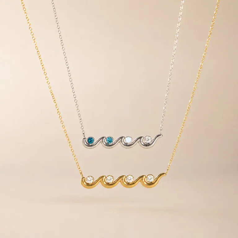 Wave Pendant Necklace with Crystal Accents for Everyday Shine